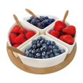 thumbnail image 1 of JS Gourmet - Appetizer Serving Set, Bamboo Tray, Ceramic Bowls and Spoons, 1 of 4