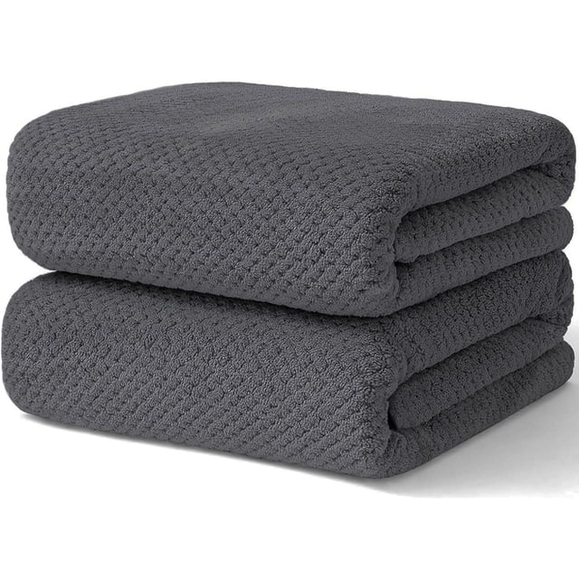 Juego de toallas de baño Wuwahold Waffle de microfibra supersuave, paquete de 2
