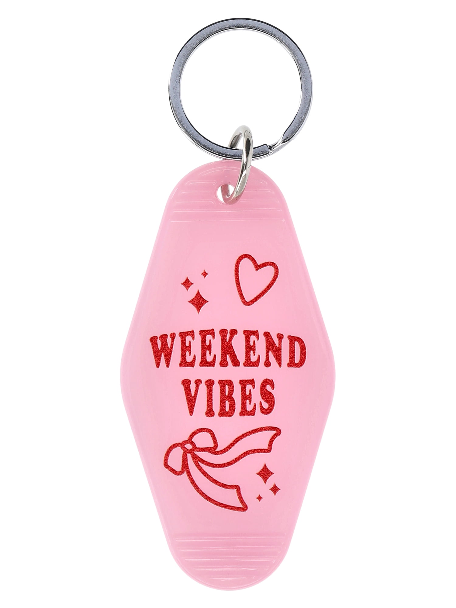 Weekend Academy Girls Weekend Vibes Hotel Keychain, Pink/Red