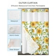 thumbnail image 2 of No Hook Cloth Fabric Shower Curtain with Snap in Liner, Sunflower Waterproof Shower Curtains Set with See Through Top Window, Watercolor Summer Botanical Pastoral Bath Curtains Shower 48"x72", 2 of 6