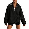 thumbnail image 2 of Horkkom Sweatshirt for Women Long Sleeve Quarter Zip Pullover Sweatshirt Casual Loose Oversized Sweatshirt with Pocket L, 2 of 9