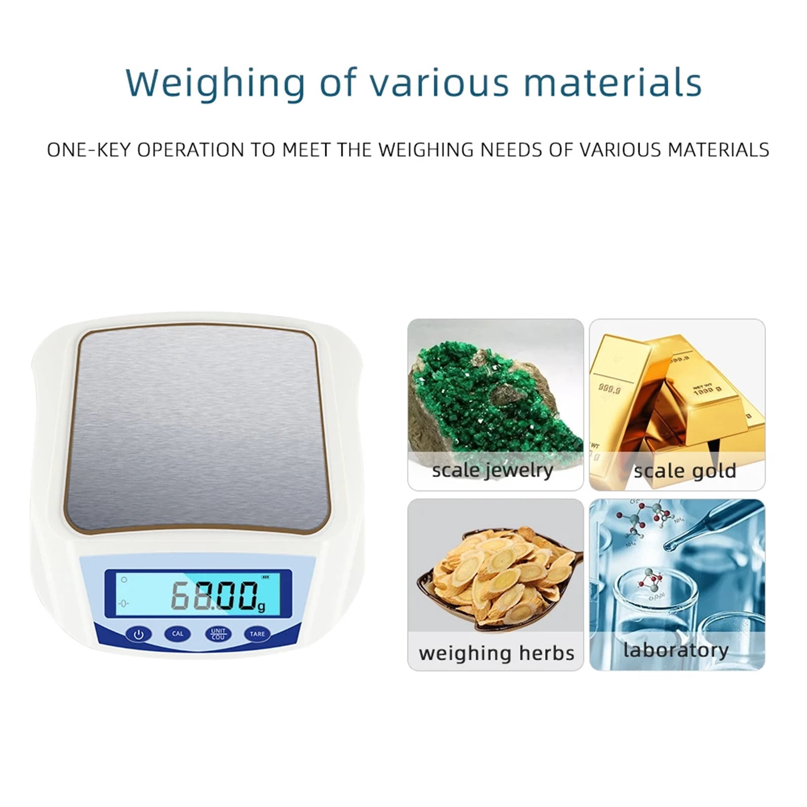 1000g/0.01g Electric Scales High Accuracy Portabl Digital LCD Electric Balance Scale For Foods Gold Jewelry Tea Weighing Tools ,Sturdy & Easy to Read