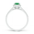thumbnail image 2 of ANGARA Natural Twin Shank Emerald Halo Ring with Diamond Accents in 14K White Gold for Women (Size-5mm) | May Birthstone, Birthday, Anniversary, Jewelry Gift for Women | Natural Emerald Ring, 2 of 8