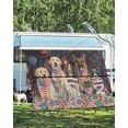 thumbnail image 4 of 4th of July RV Awning Sun Shade Screen 9'X15.3' Patriotic Dog Cat Mesh Sunscreen Red White and Blue Star Fireworks Awning Shade Screen with Zipper UV Blocker Completed Kits for RV Motorhome Camper, 4 of 7