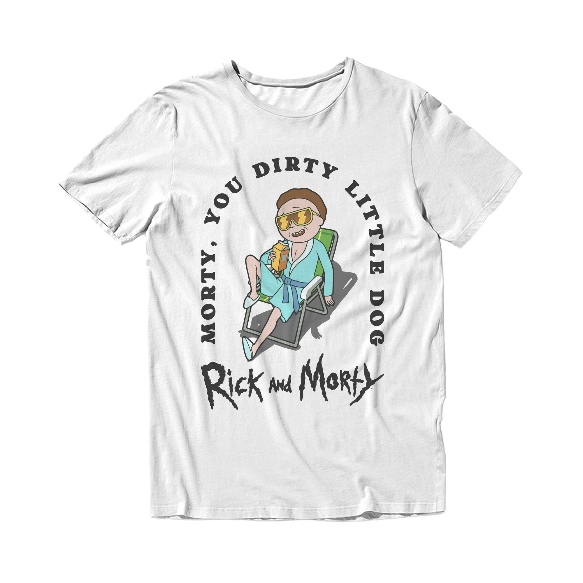 And Morty Little Dog Mens Womens Short Sleeve T-Shirt (White, S-XXL) - Walmart.com