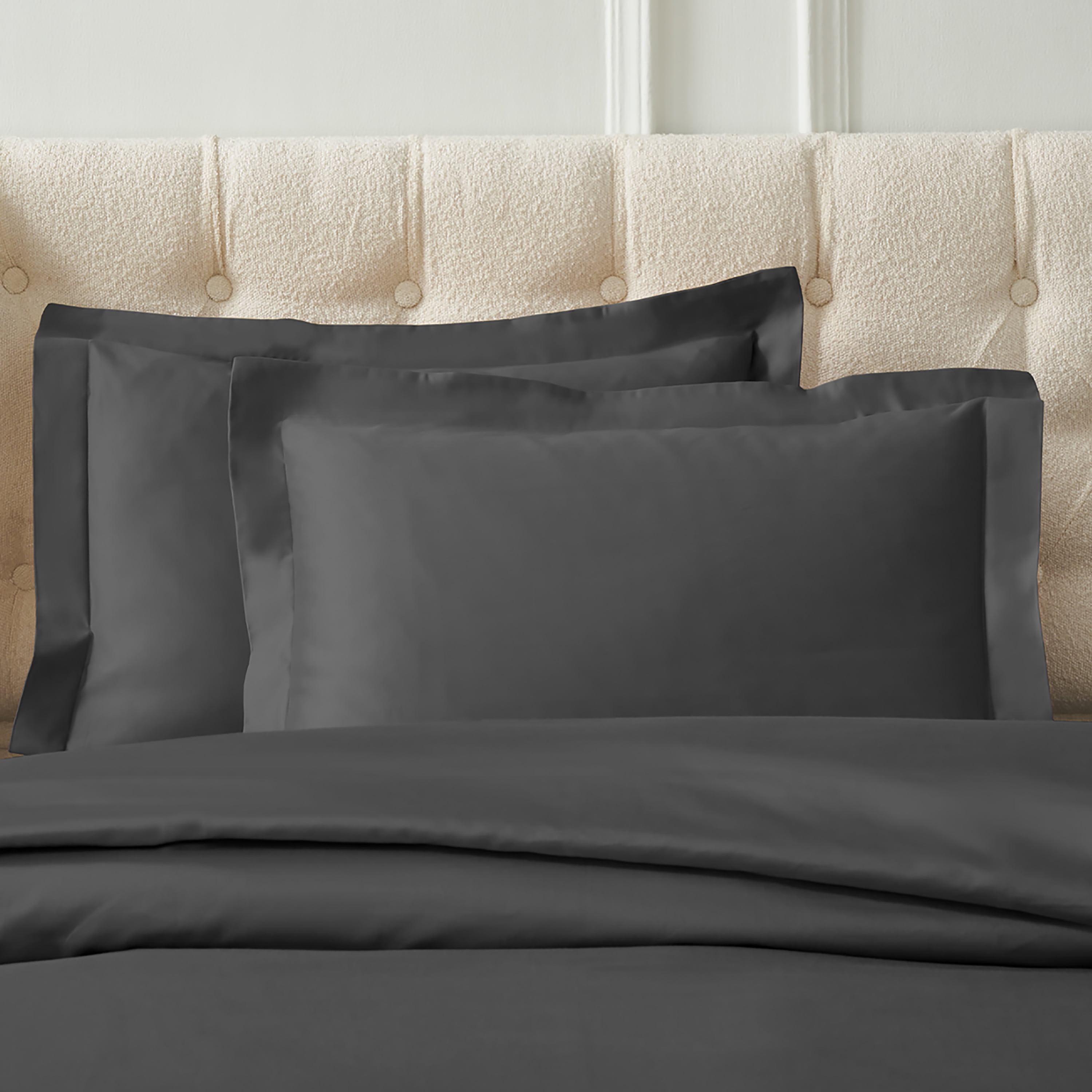 Superior Egyptian Cotton 1200 TC Solid Charcoal Duvet Set, Full/Queen