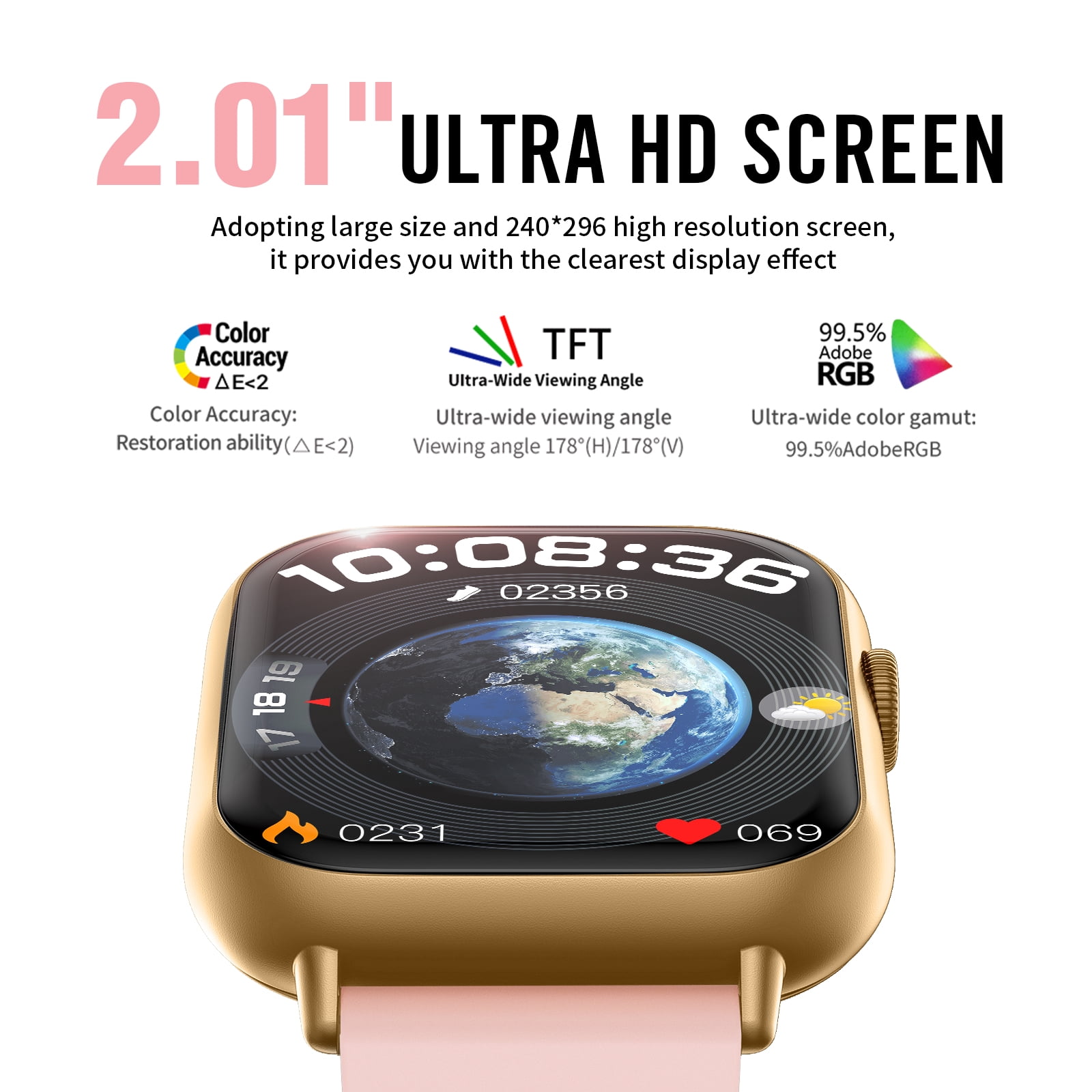 2026 NEW Smart Watch, 2.01'' HD Screen SmartWatch for Men Women , Answer/Make/Message, 100+ Sports Modes, IP67 Waterproof Compatible with Android and iPhone
