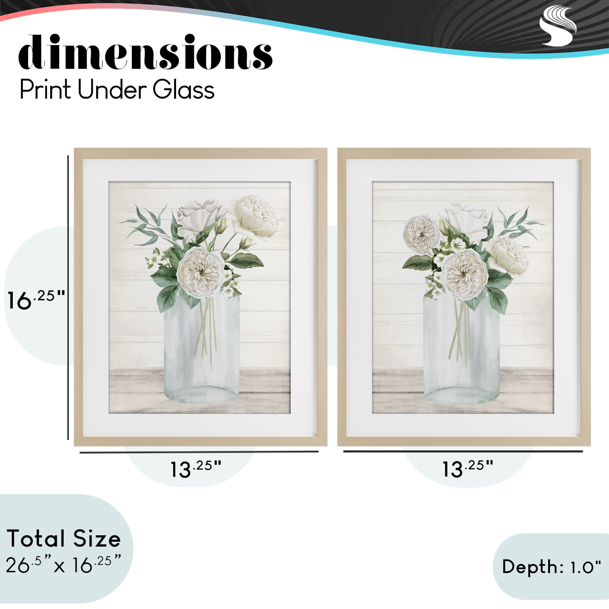Stupell Industries Soft Patience Flowers 2 Piece Birch Framed Print Under Glass Set, design by Kim Allen