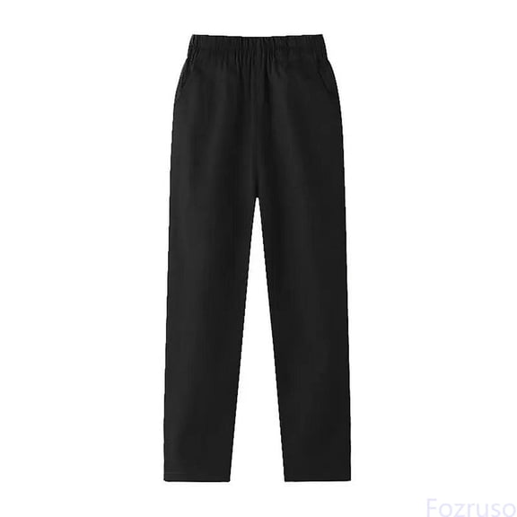 Fozruso Boys Summer Elastic Waistband Pull On Khaki Pants With Pocket Casual School Pants Straight Fit School Pants Sizes 3-4 Years(Black)