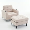 thumbnail image 3 of Beige Upholstered Armchair & Storage - Comfortable , Cup Holders, For Home Use With Soft Texture, , Ideal Living Spaces, 3 of 6