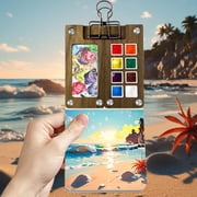 Mini Watercolor Paint Set, Travel Pocket Watercolor Set with Paint, Brush, Sketchbook & Copper Clip