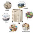 thumbnail image 6 of Bxaolu 38L Rolling Plastic Laundry Basket Collapsible Toys Storage Bin Box Organizer with Wheels Handle Durable Ventilated Foldable Hamper for Bedroom Dirty Clothes,17"H x 13.39"L x 10.24"W, White, 6 of 8