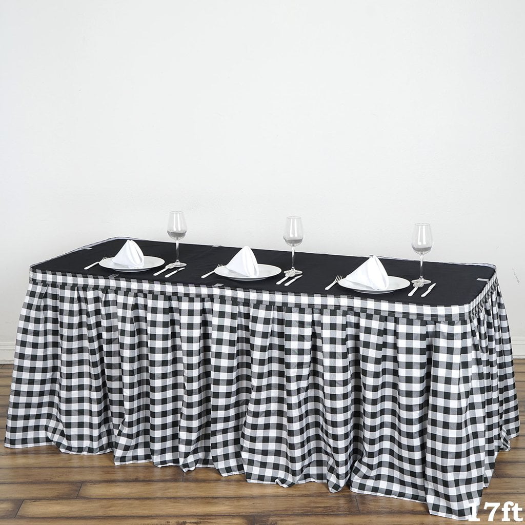 21 feet x 29" Gingham Checkered POLYESTER TABLE SKIRT Wedding Party Catering 