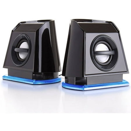 GOgroove BassPULSE 2MX Computer Speaker System with Universal USB Power and Glowing LED Base for Laptops and