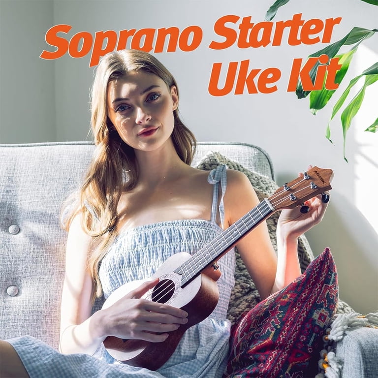 AODSK 21" Soprano Ukulele Starter Kit, Brown photo 7