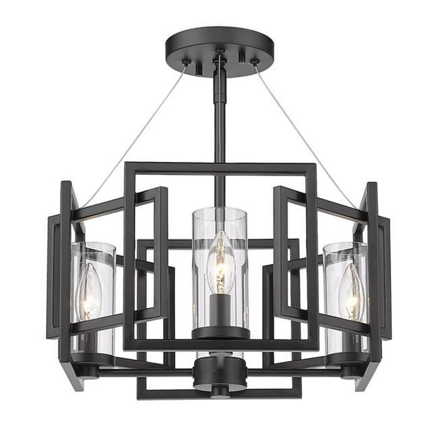Golden Lighting 6068-SF BLK Marco Semi-Flush, Matte Black