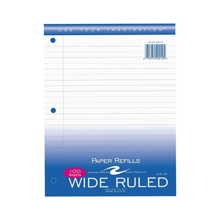 UPC: 0070972200104 | Roaring Spring Paper Products Wide Ruled Filler Paper 8  x 10.5  3-Hole Punched 100 Sheets/Pack