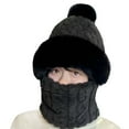 thumbnail image 2 of Women's Fleece Balaclava Hood, 3-in-1 Integrated Face Mask Neck Warmer and Beanie, Windproof Cold Weather Hood for Outdoor Running, Cycling, Skiing Black, 2 of 2