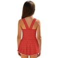 thumbnail image 2 of COEQINE Girls One Piece Swimsuit with Skirt, Scoop Neck & V Back Fashion Swimming Bathing Suit Sleeveless Summer Beach Swimwear for Kids Age 3-4, Strawberry, 2 of 8