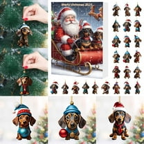 2025 Dachshund Advent Calendar - 24 Days Christmas Countdown with 2D Acrylic Pendants, Funny Dog Ornaments for Tree Decor, Holiday Home Decoration, Xmas Gifts