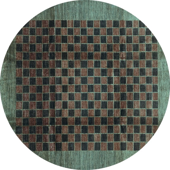 Ahgly Company Indoor Round Abstract Light Blue Contemporary Area Rugs, 6' Round