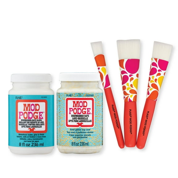 Mod Podge Dishwasher Safe 8 fl oz Decoupage Set with 3 Soft Bristle Brushes