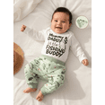 thumbnail image 4 of BemeyourBBs Newborn Baby Boy Fishing Outfit Spring Fall Winter Clothes Letter Print Romper Fish Pants Hat Set, 4 of 9