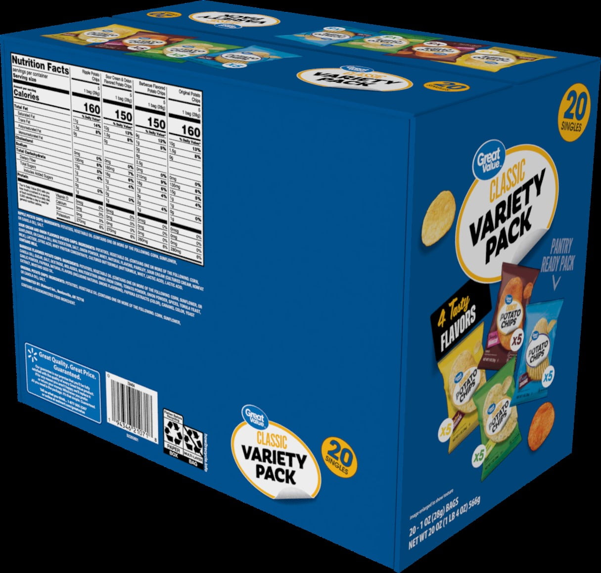 Great Value Classic Mix Variety Pack,1 oz, 20 Count