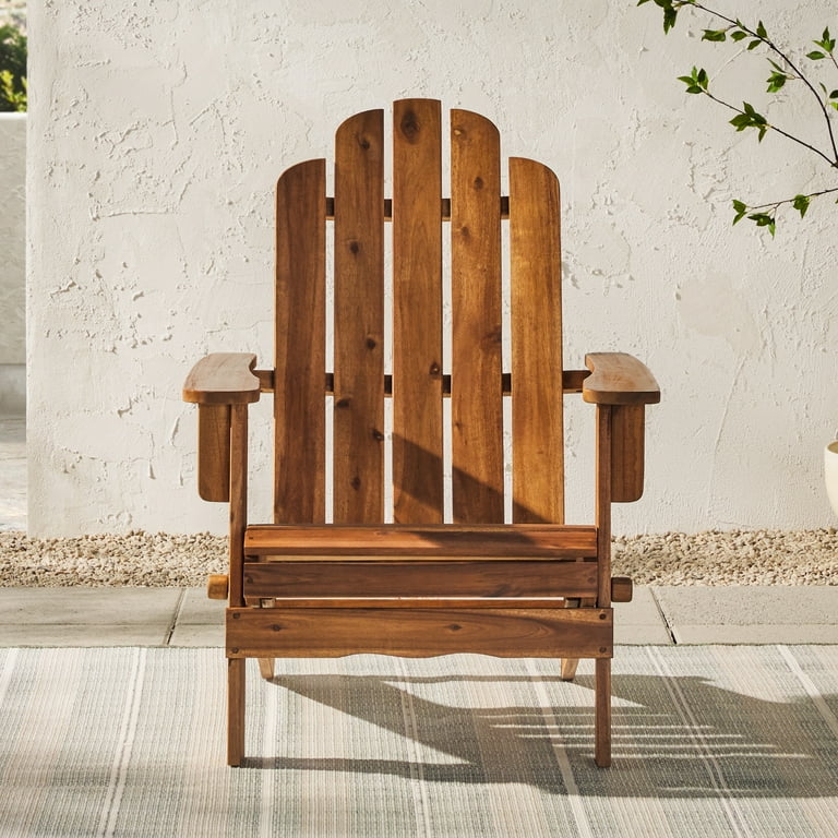 Walker Edison Acacia Wood Outdoor Patio Adirondack Chair - Brown