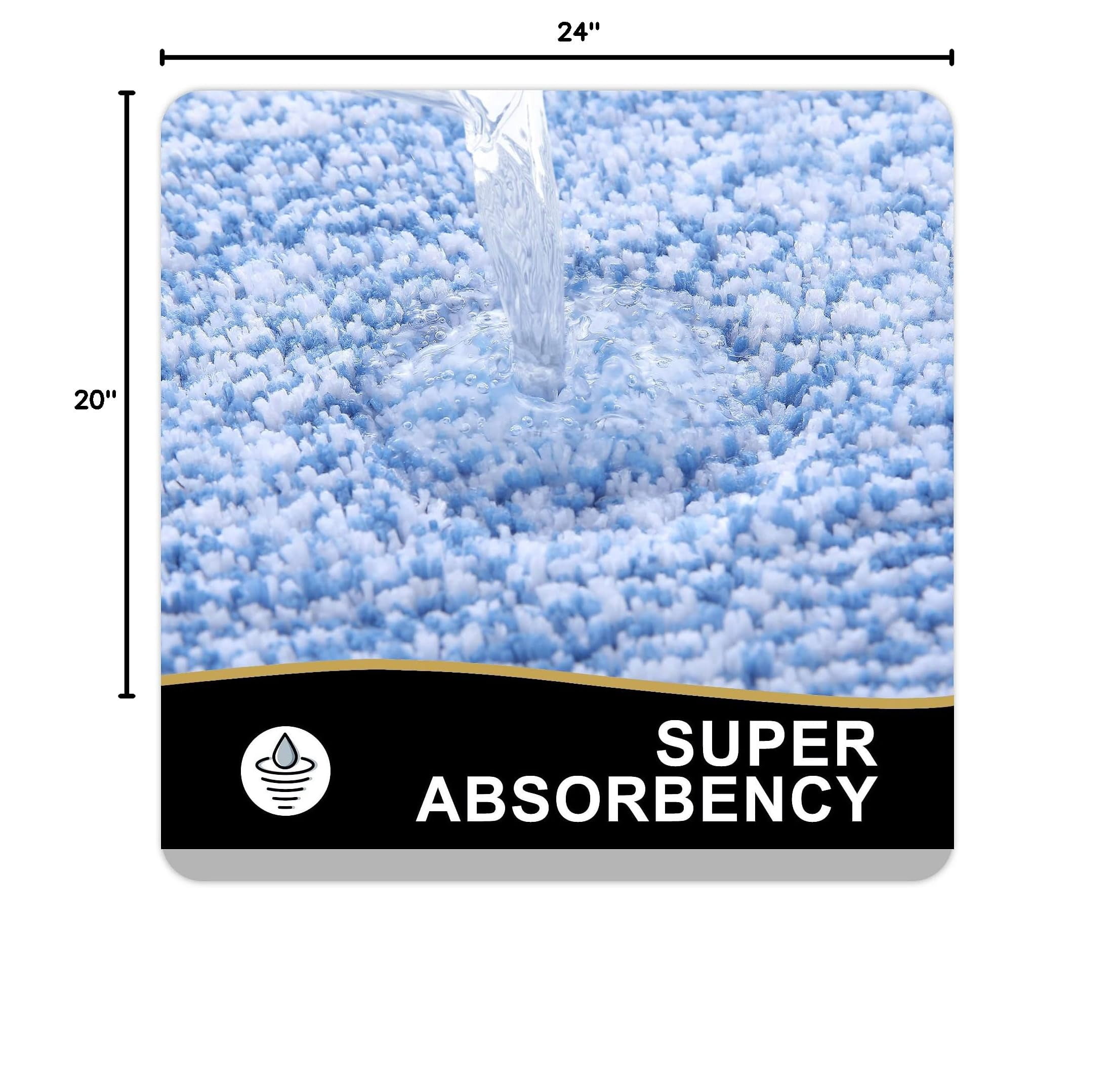 Smiry U-Shaped Luxury Bathroom Rugs, Ultra Soft and Absorbent Microfiber Contour Bath Rug, Non-Slip Machine Washable Toilet Rug, 24"x20", Blue and White