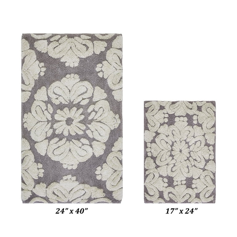 Better Trends 2-Piece Medallion Bath Rug Set - Gray/Natural