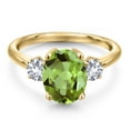 thumbnail image 3 of Gem Stone King 3.30 Ct Green Peridot White Created Sapphire 18K Yellow Gold Plated Silver Ring, 3 of 6