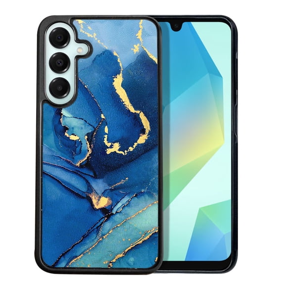 WIRESTER Shockproof Soft Rubber Cover Case for Samsung Galaxy A16 5G 6.7", Marble Gold And Blue