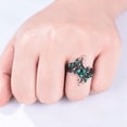 thumbnail image 2 of Unique Gothic Kite Cut Emerald Engagement Ring Set in 14k Black Gold Vermeil- Cluster Wedding Ring- May Birthstone, 2 of 6