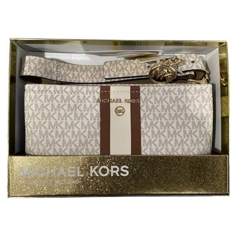 MICHAEL Michael Kors Adjustable Logo Belt Bag With Stripe Vanilla