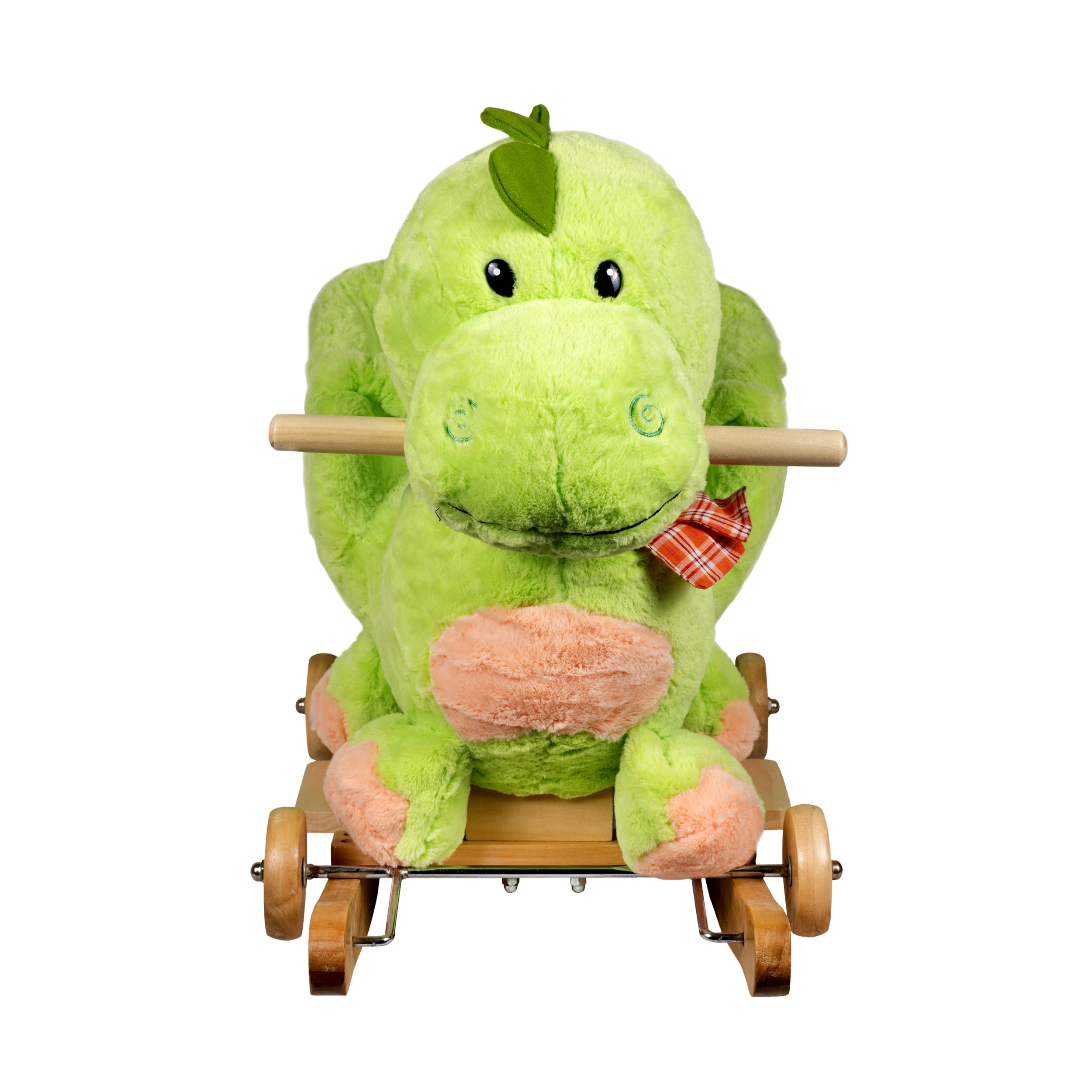 PonyLand Dino Rocking Chair with Wheels and Music, Green for Kids 18 Months and up