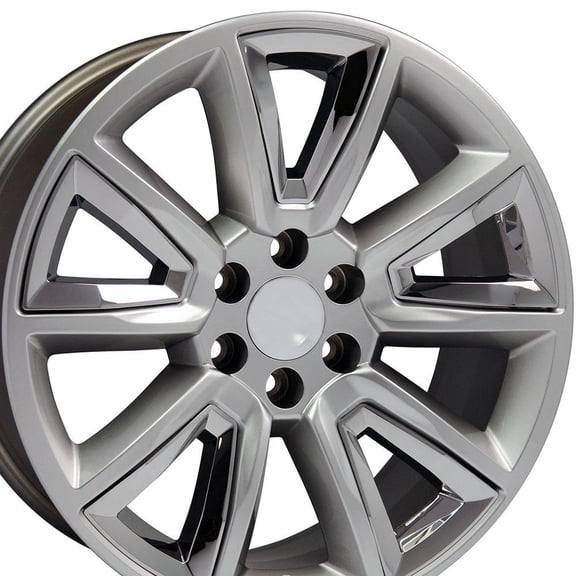 OE Wheels LLC 20 inch Rim Fits 6x139.7 Silverado Suburban Tahoe Sierra Yukon Escalade CV73 20x8.5 Hyper Black with Chrome Insert Wheels Hollander: 5696
