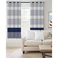 thumbnail image 2 of Navy Blue Stripe Blackout Curtains 63 Inches Long for Bedroom, Modern Rustic Horizontal Blue Striped Thermal Insulated Room Darkening Black Out Window Curtain Panels Grommet Drapes for Living Room, 2 of 8