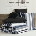 thumbnail image 5 of Davulos 7 Piece Bed in a Bag Stripe Comforter Set Queen Size White Grey Navy Patchwork Striped Comforter and Sheet Set, All Season Soft Microfiber Complete Bedding Sets, 5 of 7
