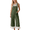 ArmyGreen, variant on Womens Boho Lace Patchwork Bib Overalls Casual Adjustable Straps Wide Leg Jumpsuits with Pockets