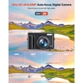 thumbnail image 2 of 4K Digital Camera for Photography and Video, Autofocus 48MP Vlogging Camera for YouTube with 3'' 180°Flip Screen 16X Zoom Compact Travel Cameras with SD Card, 2 Batteries, Anti-Shake, Flash (White), 2 of 7