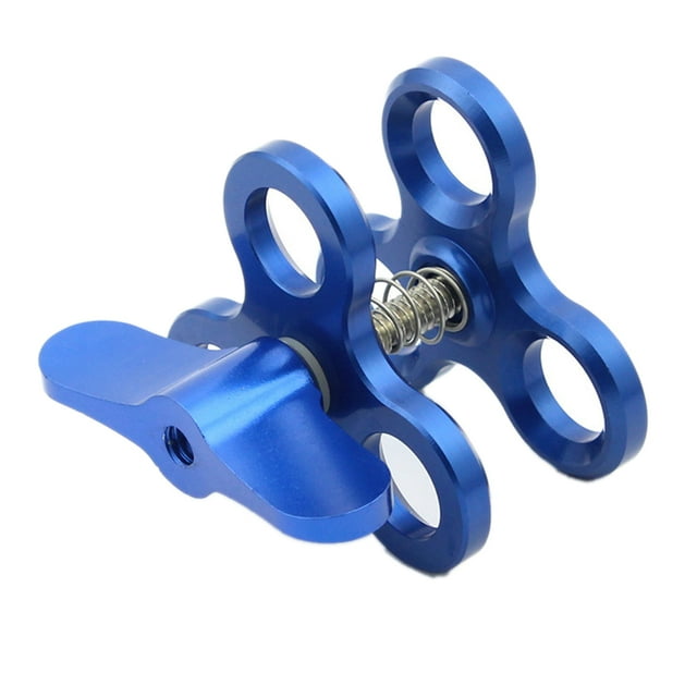 Matsuzay Abrazadera de aleación de aluminio con bola de 3 agujeros, brazo de luz de buceo, cabezal de bola, adaptador de montaje con Clip de Triple Accesorios de cámara y óptica Azul