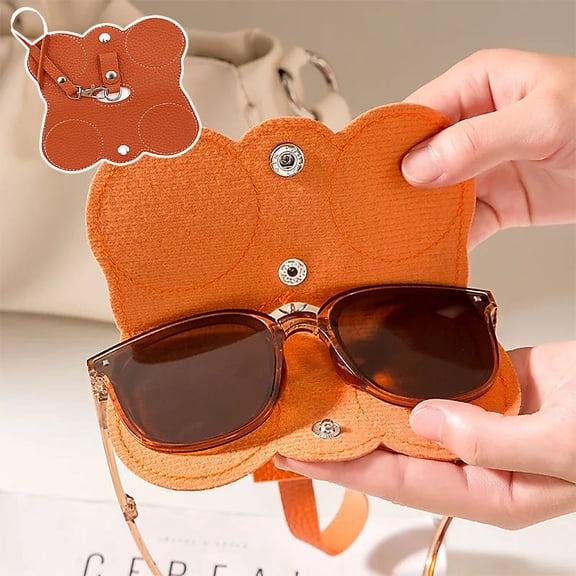 New soft leather sunglasses bag, glasses case, portable glasses case with buckle wrist strap.