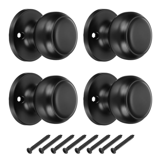 4 Pcs Poignées de Porte Factices Rondes en Acier Inoxydable Boutons de Porte Bouton Latéral Sans Rotation Noir Mat