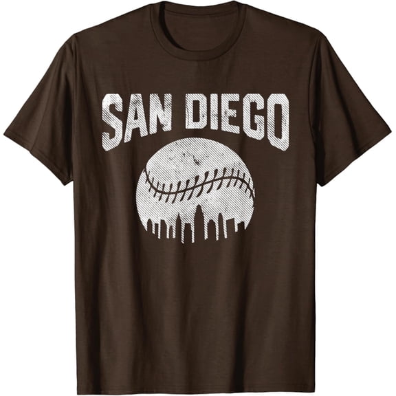 Sam Soft San Diego City California Baseball Skyline Vintage Souvenir T-Shirt Full Size S-5Xl