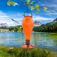thumbnail image 2 of Hanging Hummingbird Feeder Hand Blown Glass Bird Feeder 22 Oz Garden Backyard Decoration,Orange Color,, 2 of 6