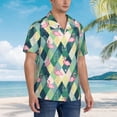 thumbnail image 3 of Honeii Flamingo Print Men’s Hawaiian Shirt,Classic Button-Down Short Sleeve Shirt, for Beach, Vacation, and Outdoor Activities,Medium, 3 of 7