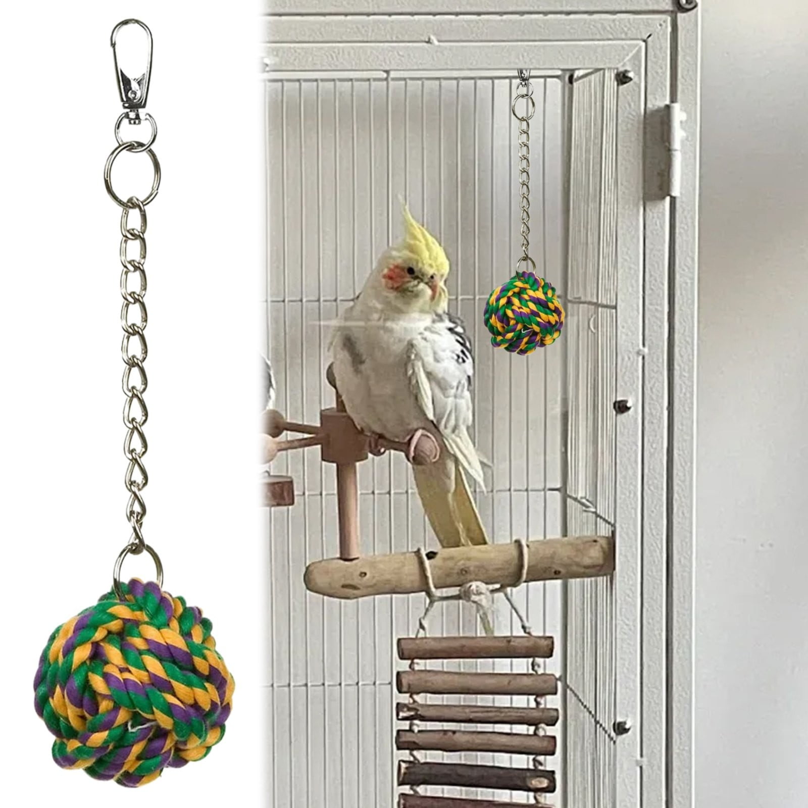 Goowood Parrot Toys Cotton Rope Chain Bird Toy Chewing and Climbing Accessories for Large Medium Parrots Parakeets Cockatiels Conures and Budgies Random Color
