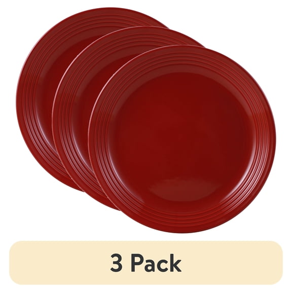 (3 pack) Mainstays Chiara Round Stoneware Red Salad Plate