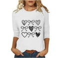 thumbnail image 6 of Yteetum Valentines Gift 3/4 Length Sleeve Womens Tops Oversized Crewneck Valentine Day Loves Heart Graphic Print Short Sleeve T Shirt Womens Casual Plus Size Round Neck Three Quarter Sleeve Tee Shirt, 6 of 6